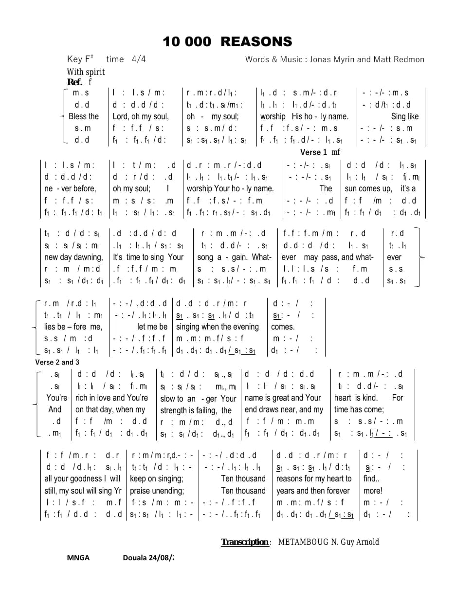 10000 Reasons — first page