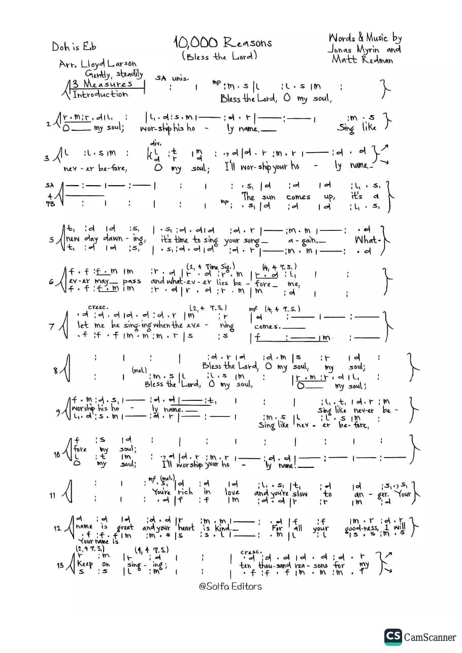 10000 Reasons Bless the Lord - Larson — first page