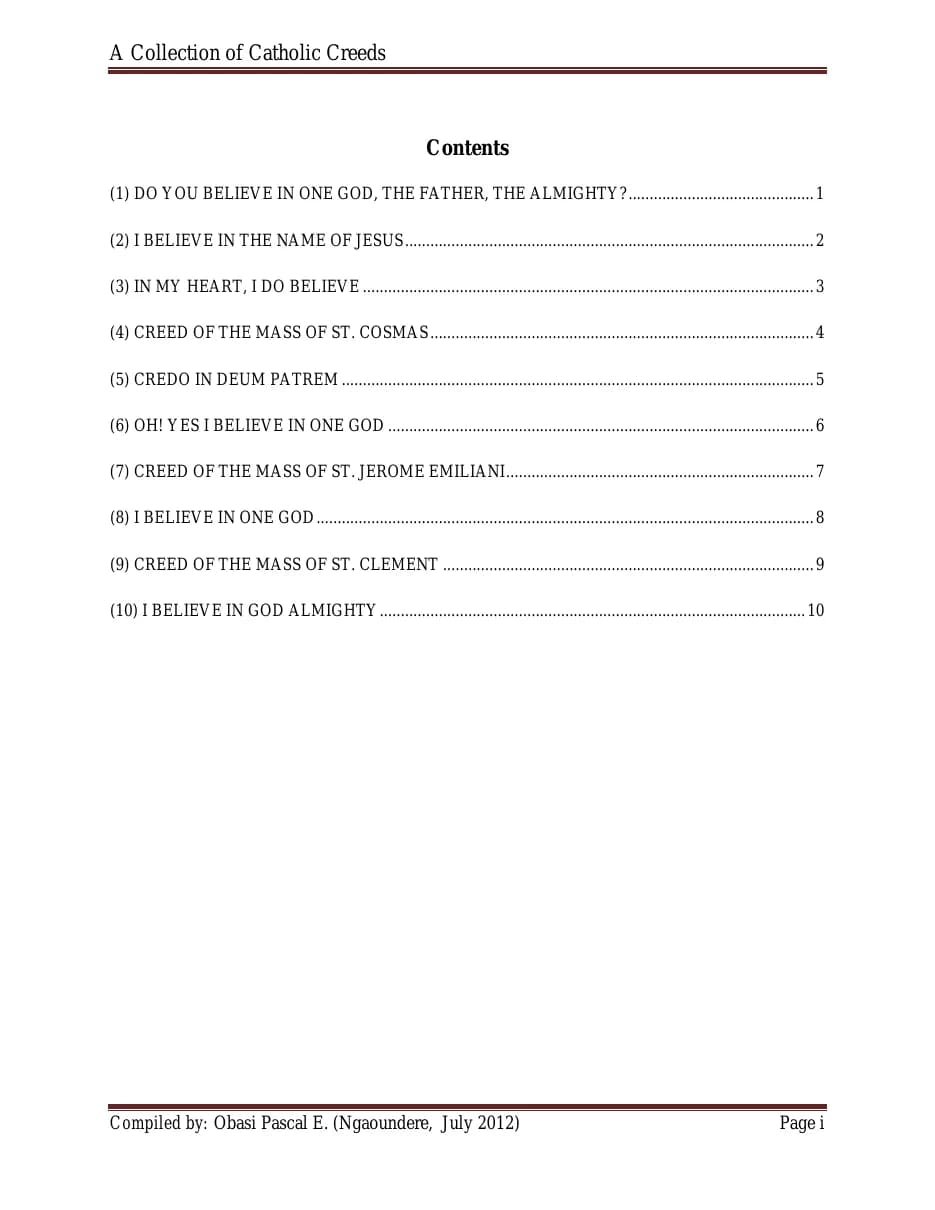 A Collection of Creeds — first page
