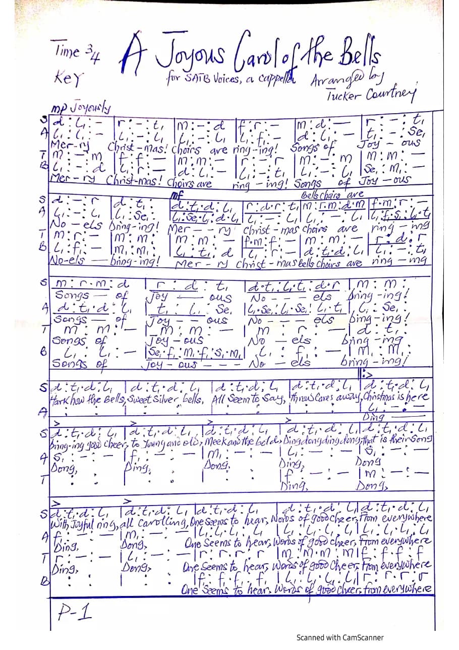 A Joyous Carol of the Bells — first page