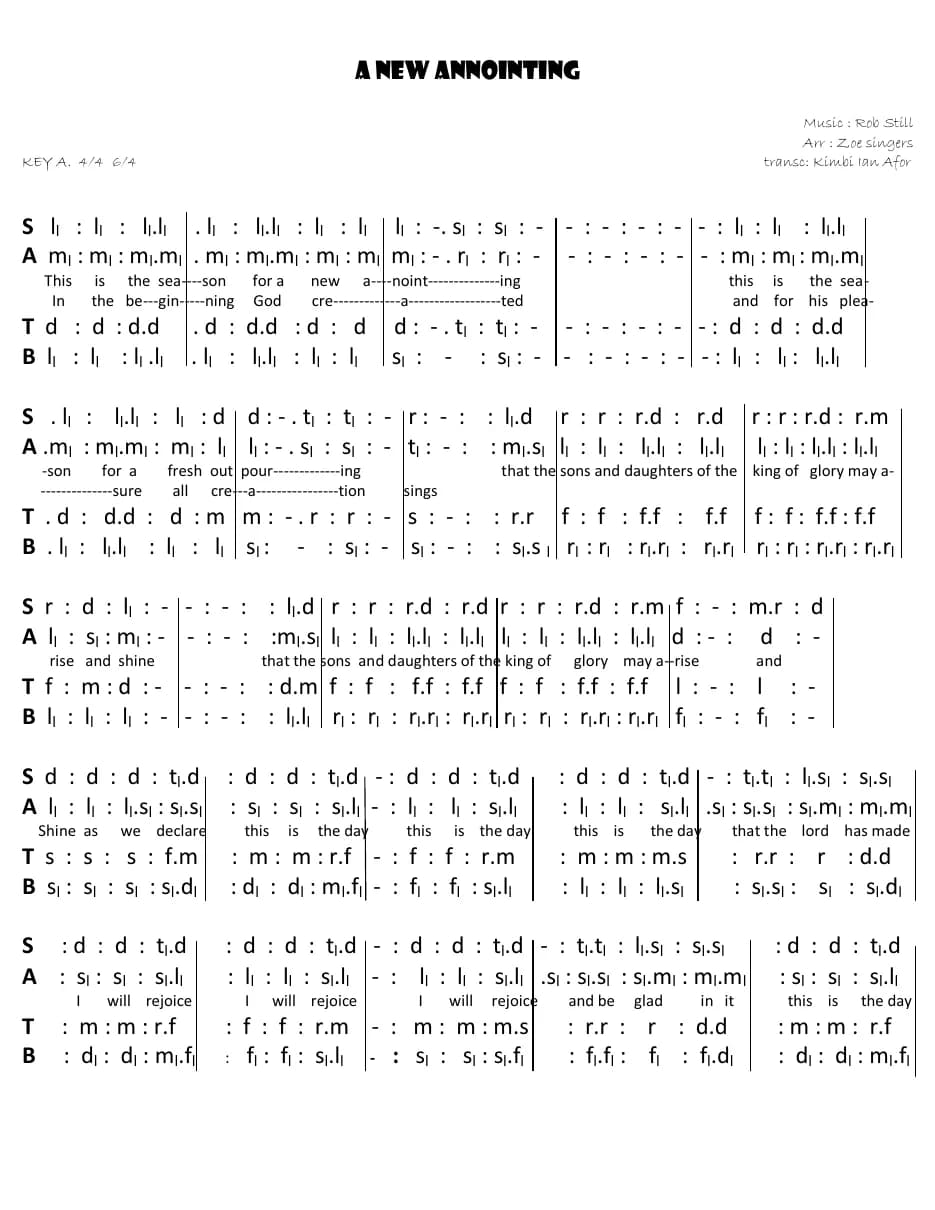 A New Annointing — first page