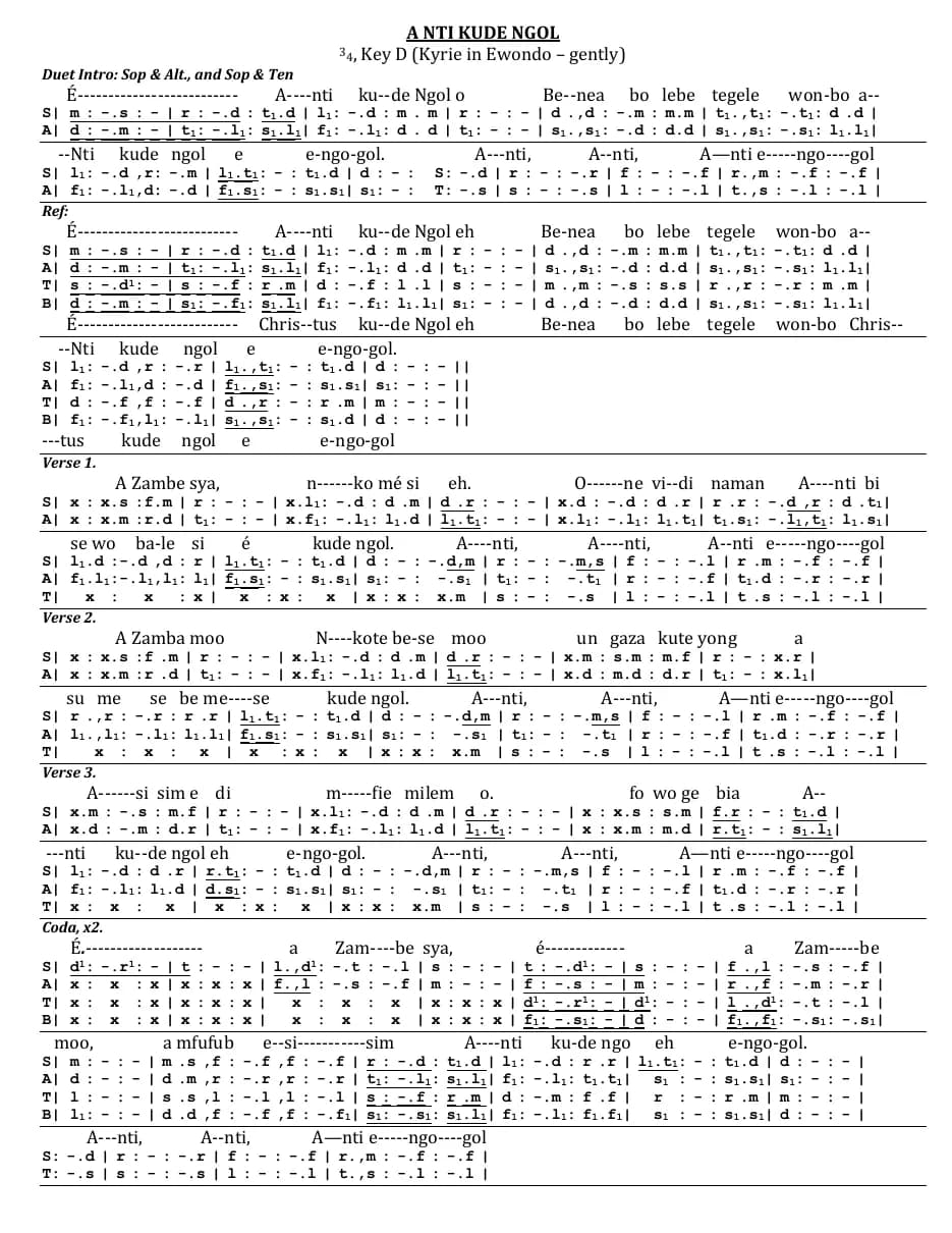 A Nti Kute Ngol - Kyrie in Ewondo — first page