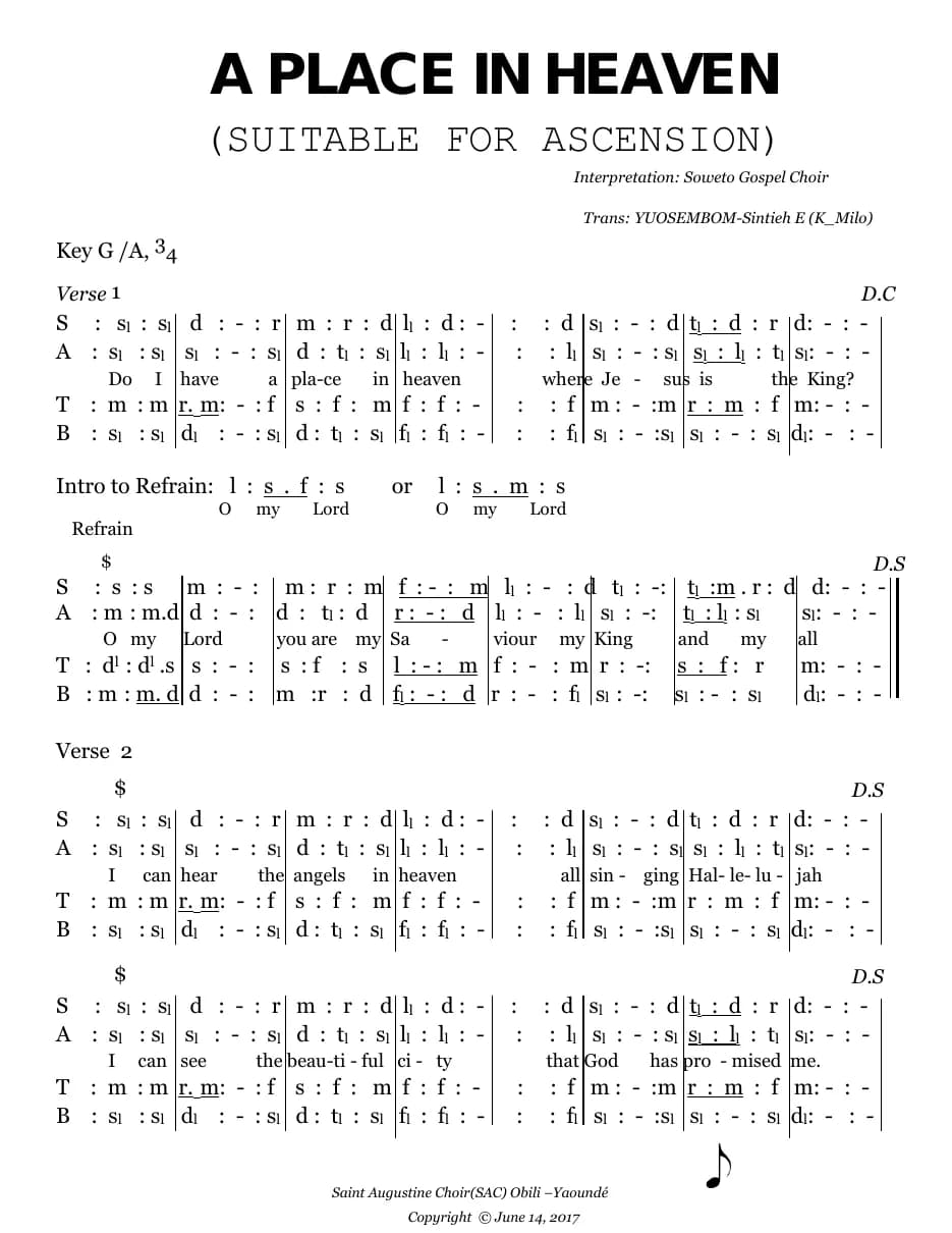 A Place in Heaven — first page