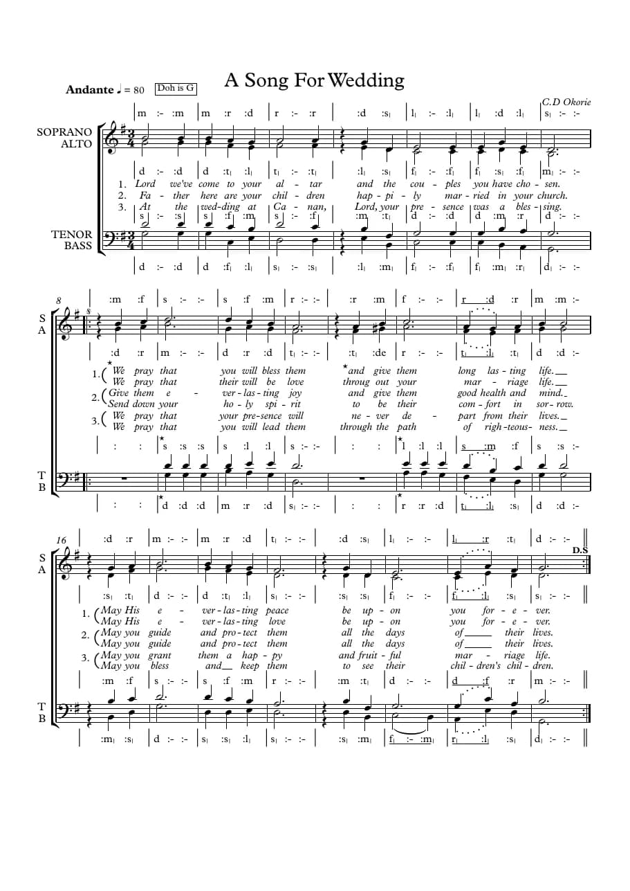 A Song for Wedding — first page