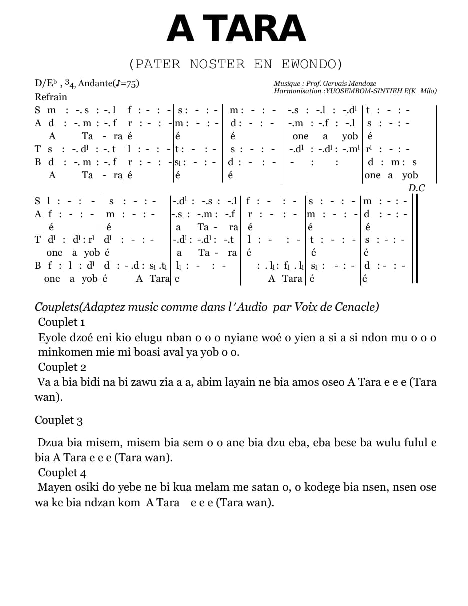 A Tara Pater en Ewondo — first page
