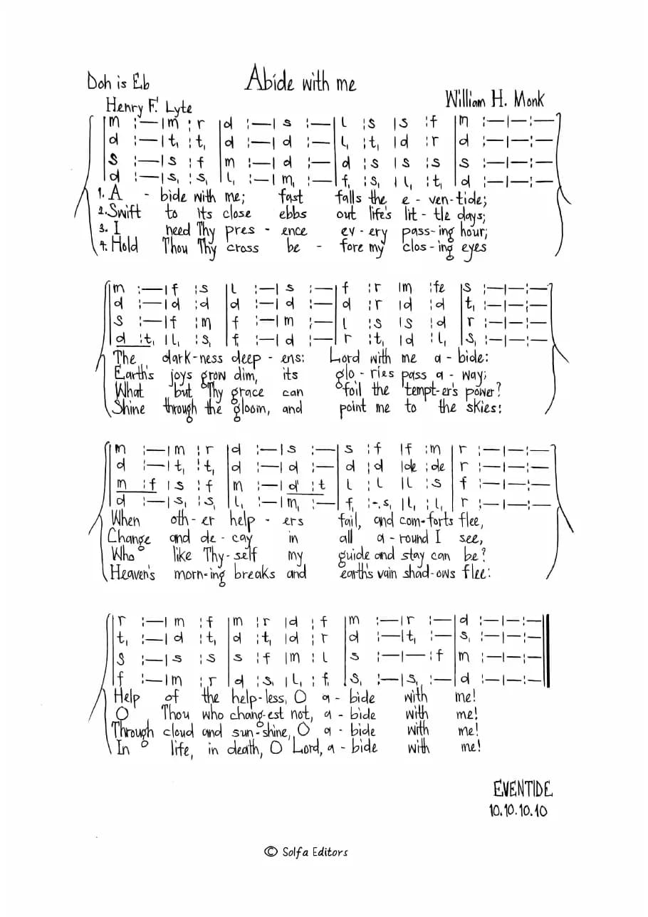 Abide with Me Hymn — first page