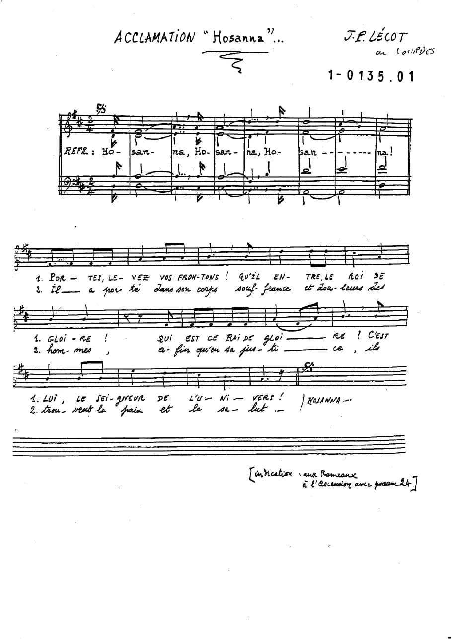Acclamation 'Hosanna' — first page