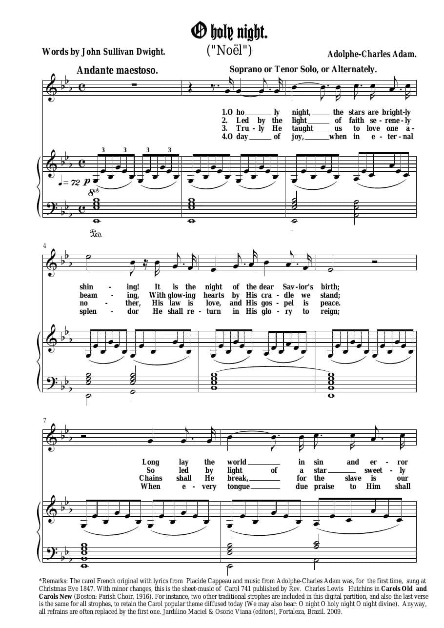 Adam O Holy Night — first page