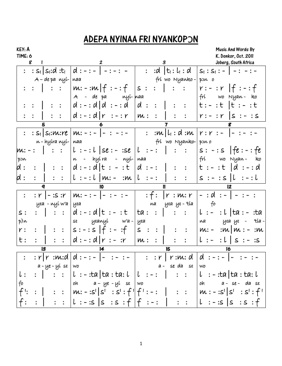 Adepa Nyinaa Tonic — first page
