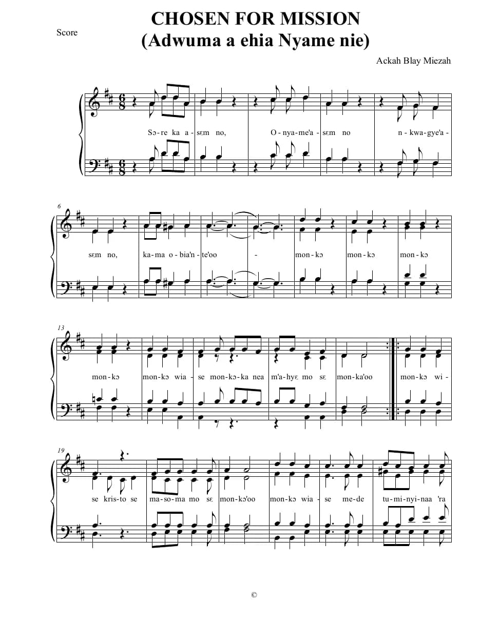 Adwuma a Ehia Nyame Nie — first page