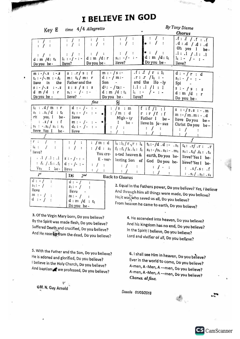 African I Believe — first page