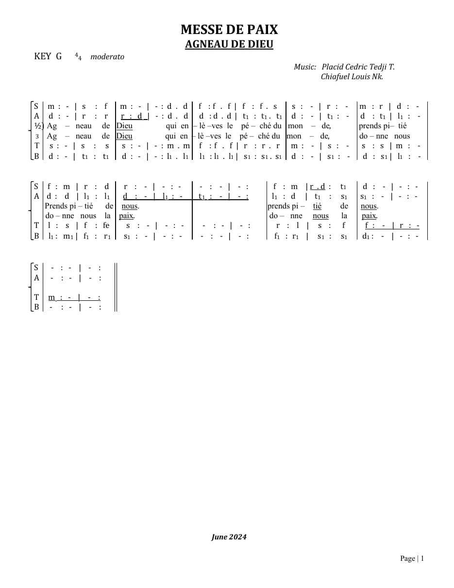 Agneau de Dieu — first page