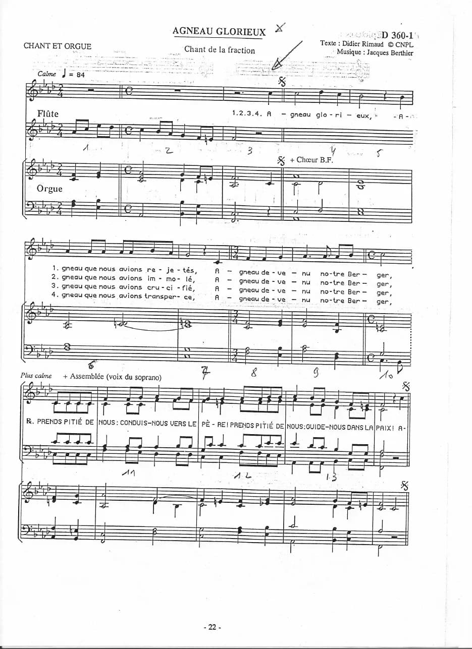 Agneau Glorieux — first page