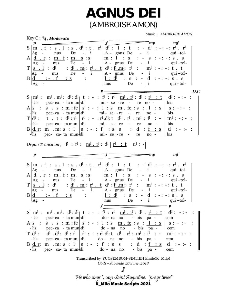 Agnus Dei — first page