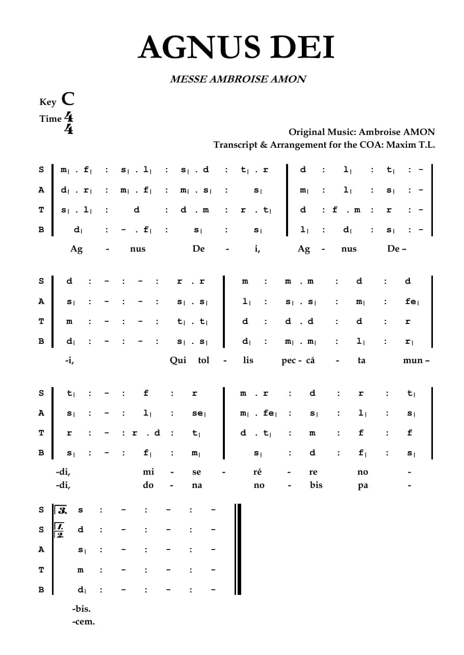Agnus Dei Ambroise Amon — first page