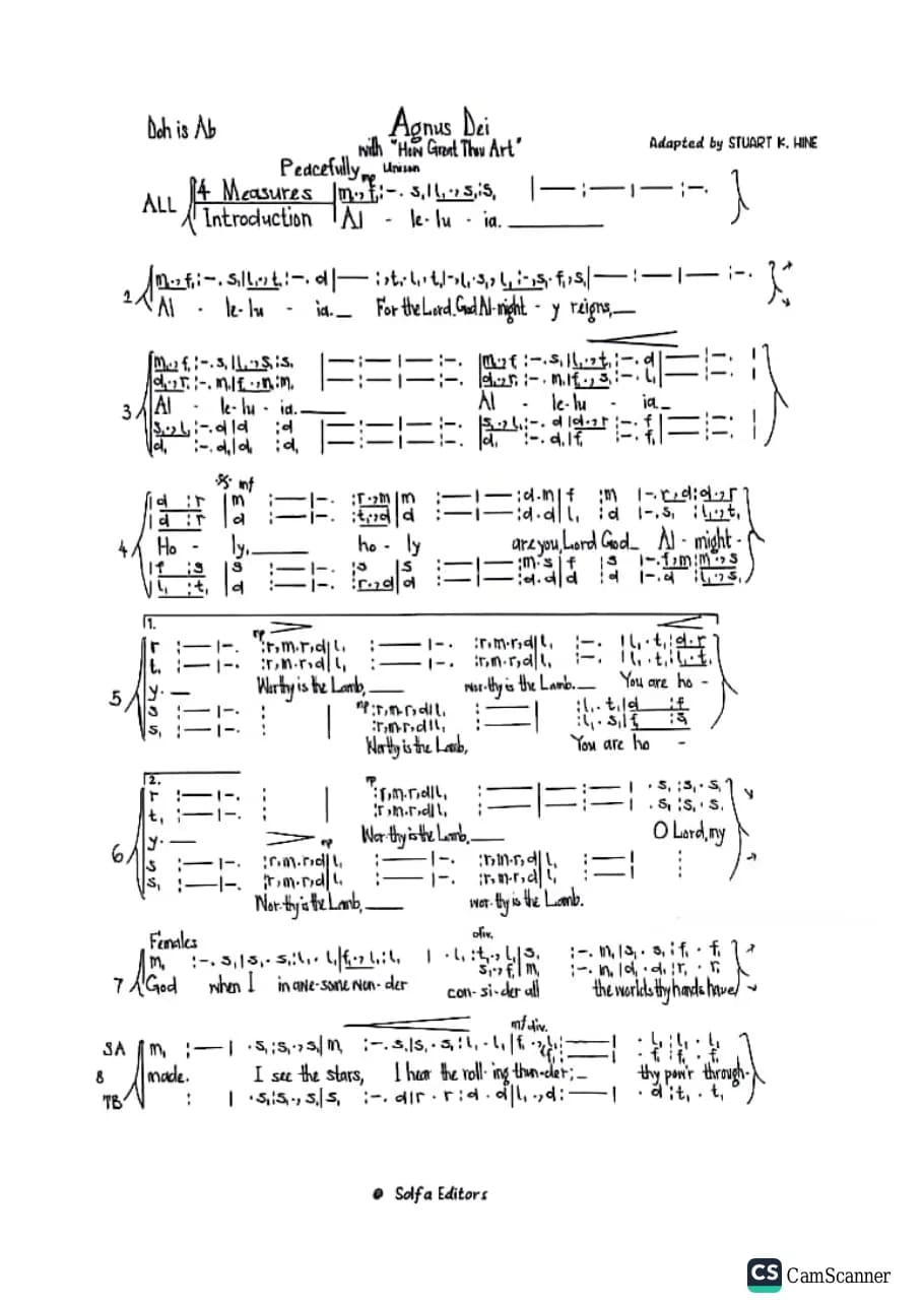 Agnus Dei with How Great Thou Art — first page