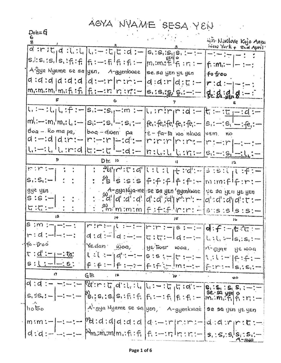 Agya Nyame Sesa Yen — first page