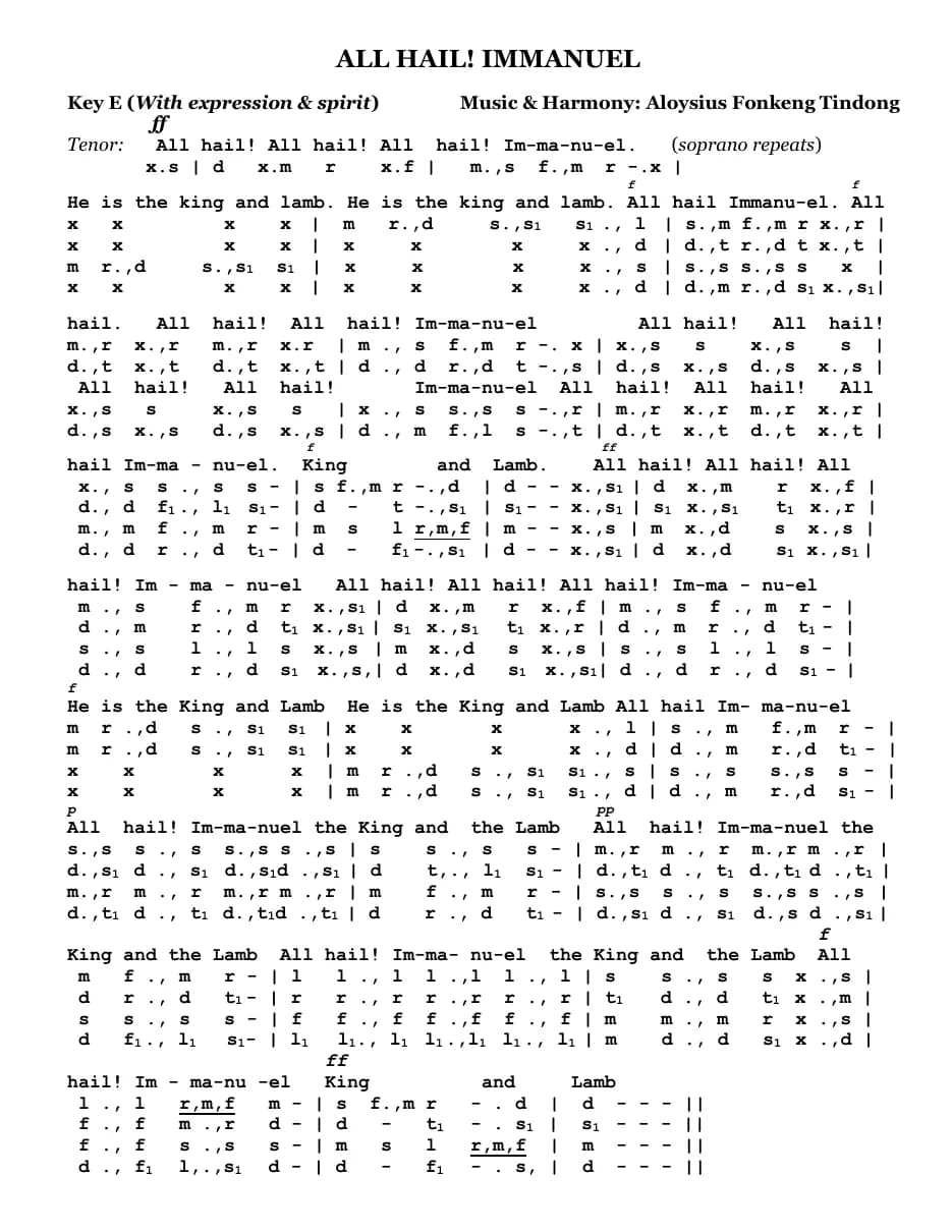 All Hail! Immanuel — first page