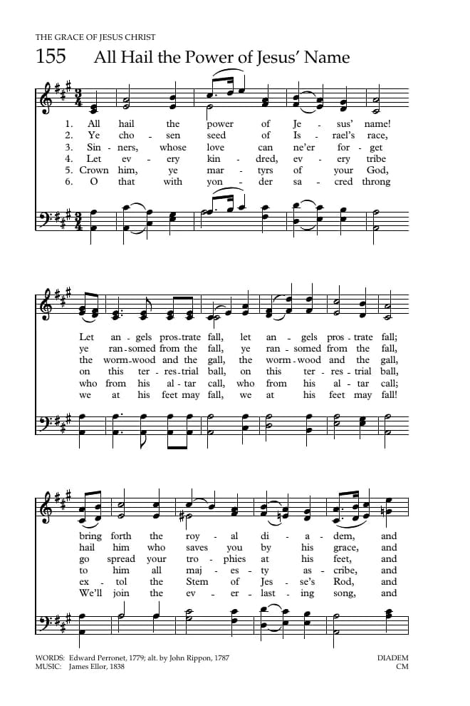 All Hail the Power of Jesus Name — first page