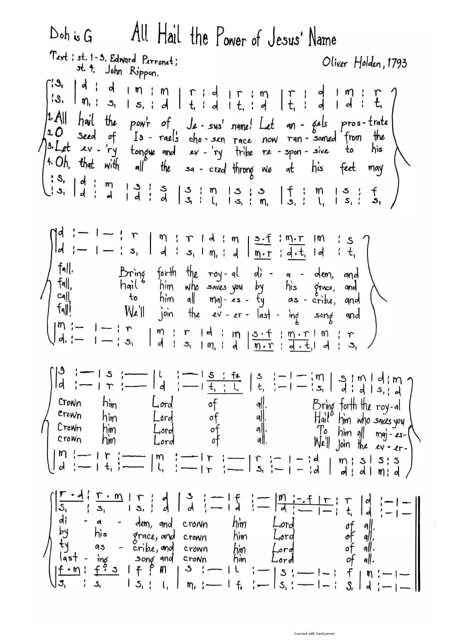 All Hail the Power of Jesus Name - Oliver Holden — first page