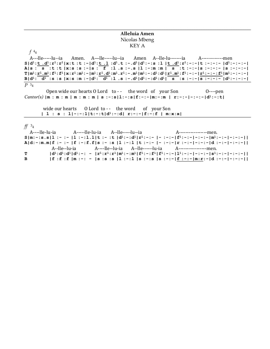 Alleluia Amen — first page