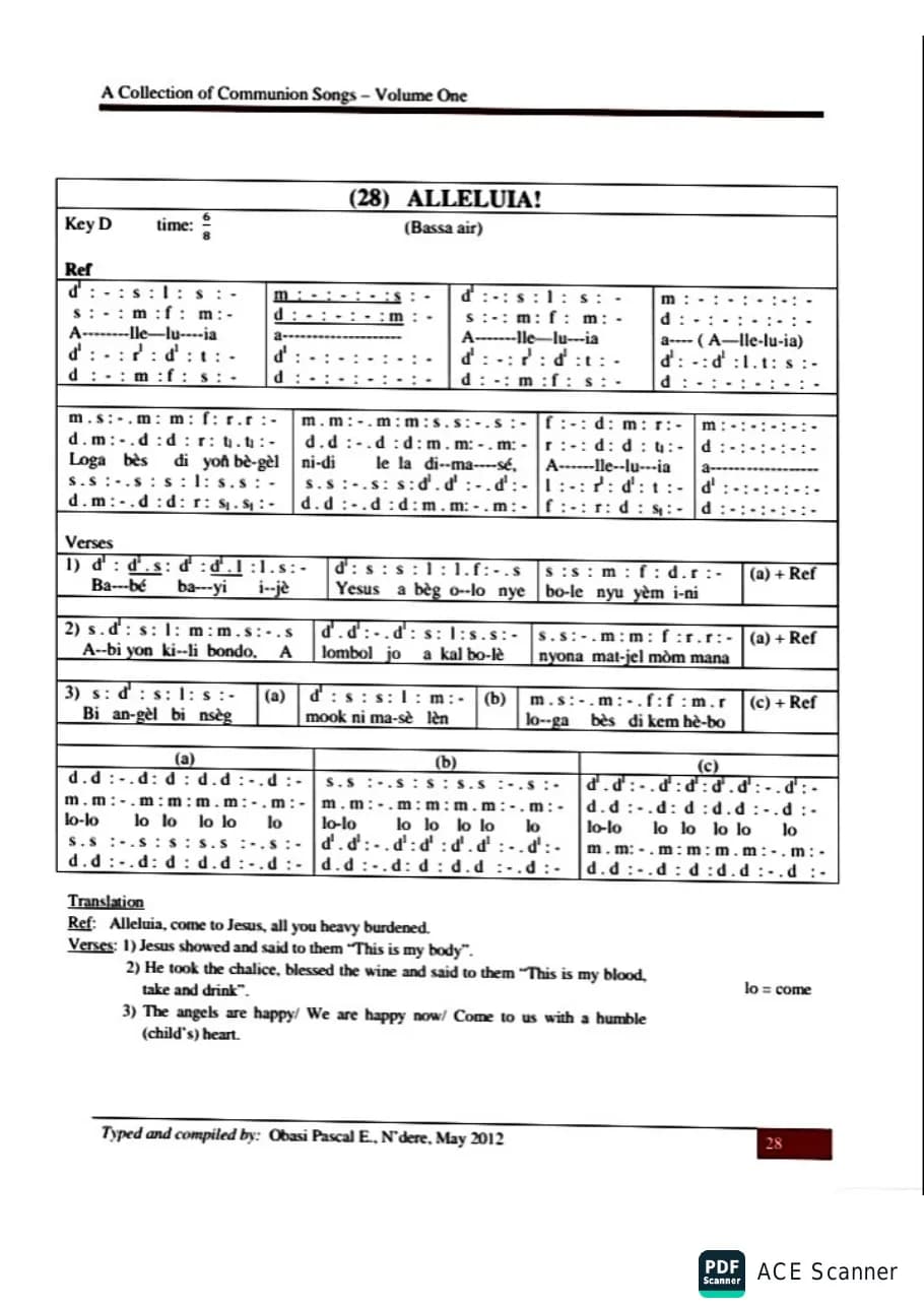 Alleluia - Bassa Air — first page