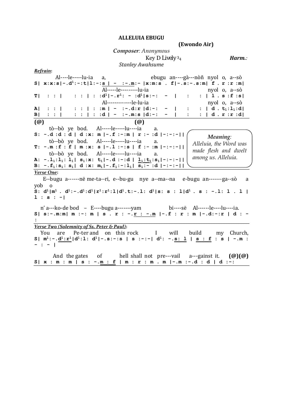 Alleluia Ebugu — first page