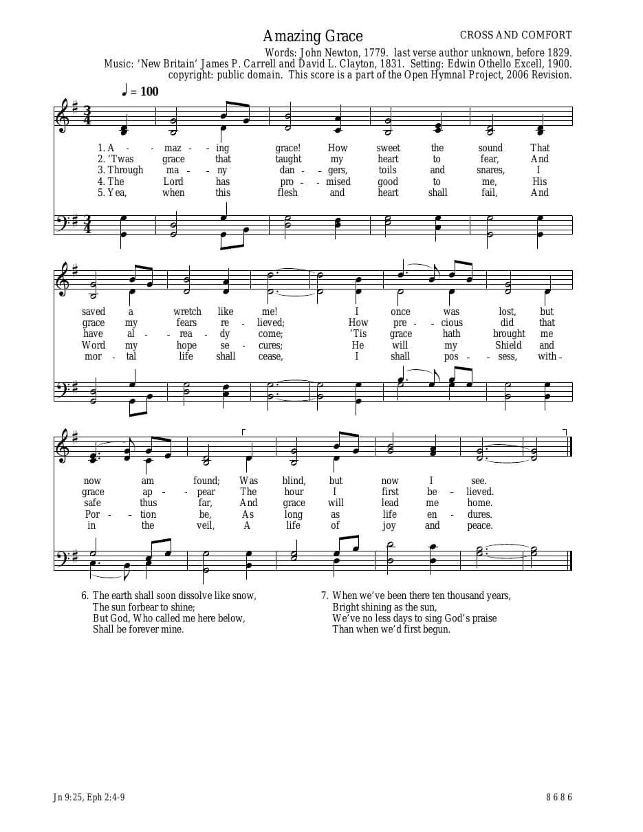 Amazing Grace — first page