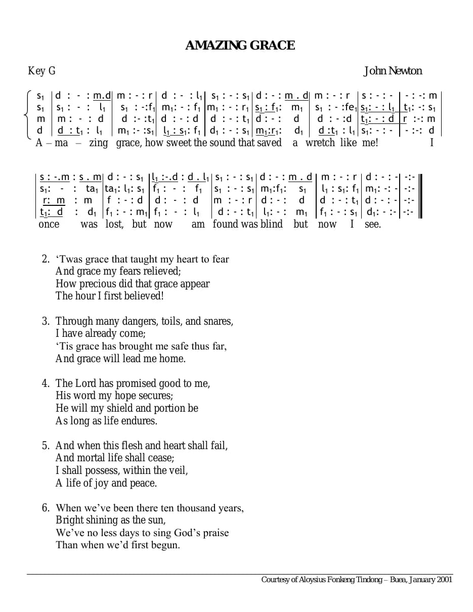 Amazing Grace — first page