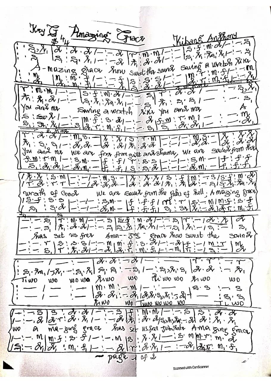 Amazing Grace — first page