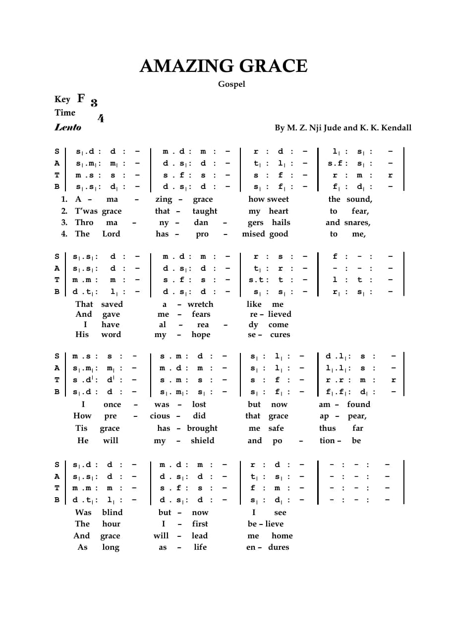 Amazing Grace — first page