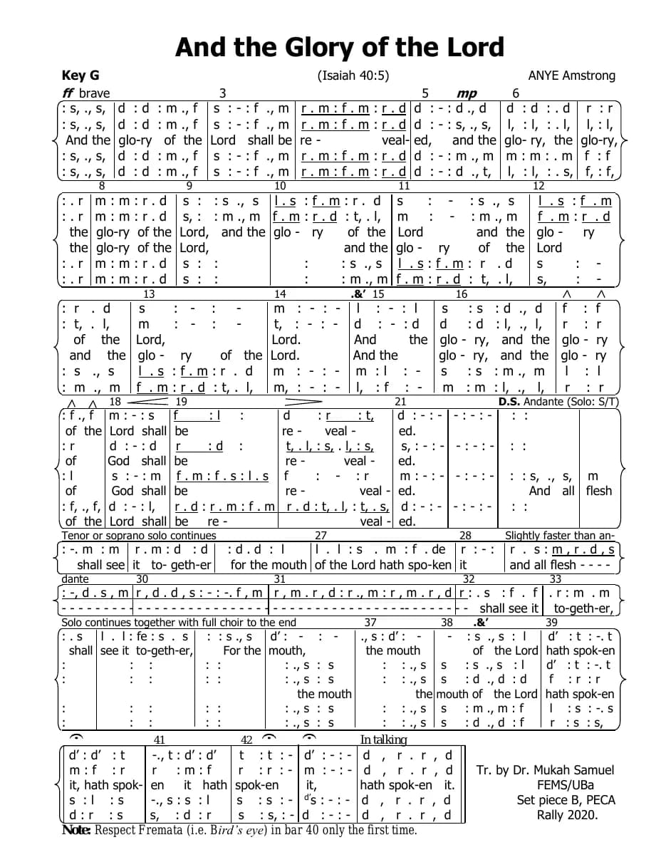 And the Glory of the Lord — first page