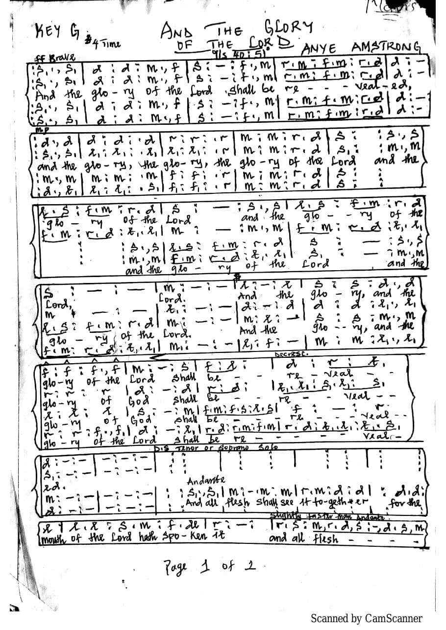 And the Glory of the Lord — first page