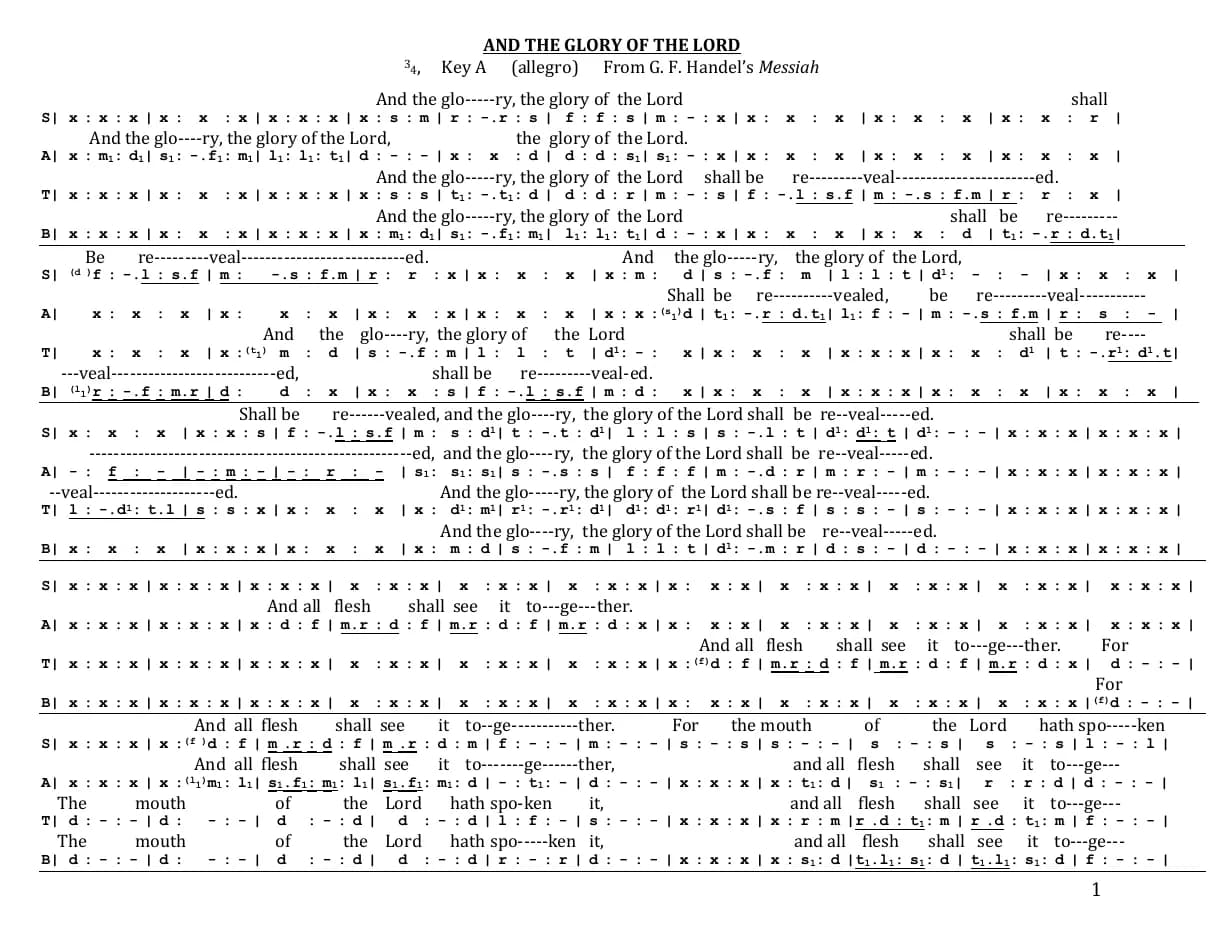 And the Glory of the Lord - Chorus — first page