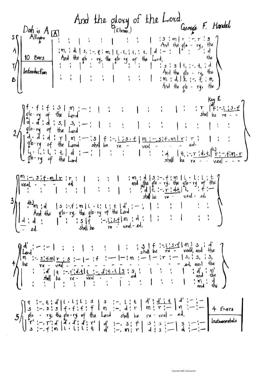 And the Glory of the Lord from Messiah — first page