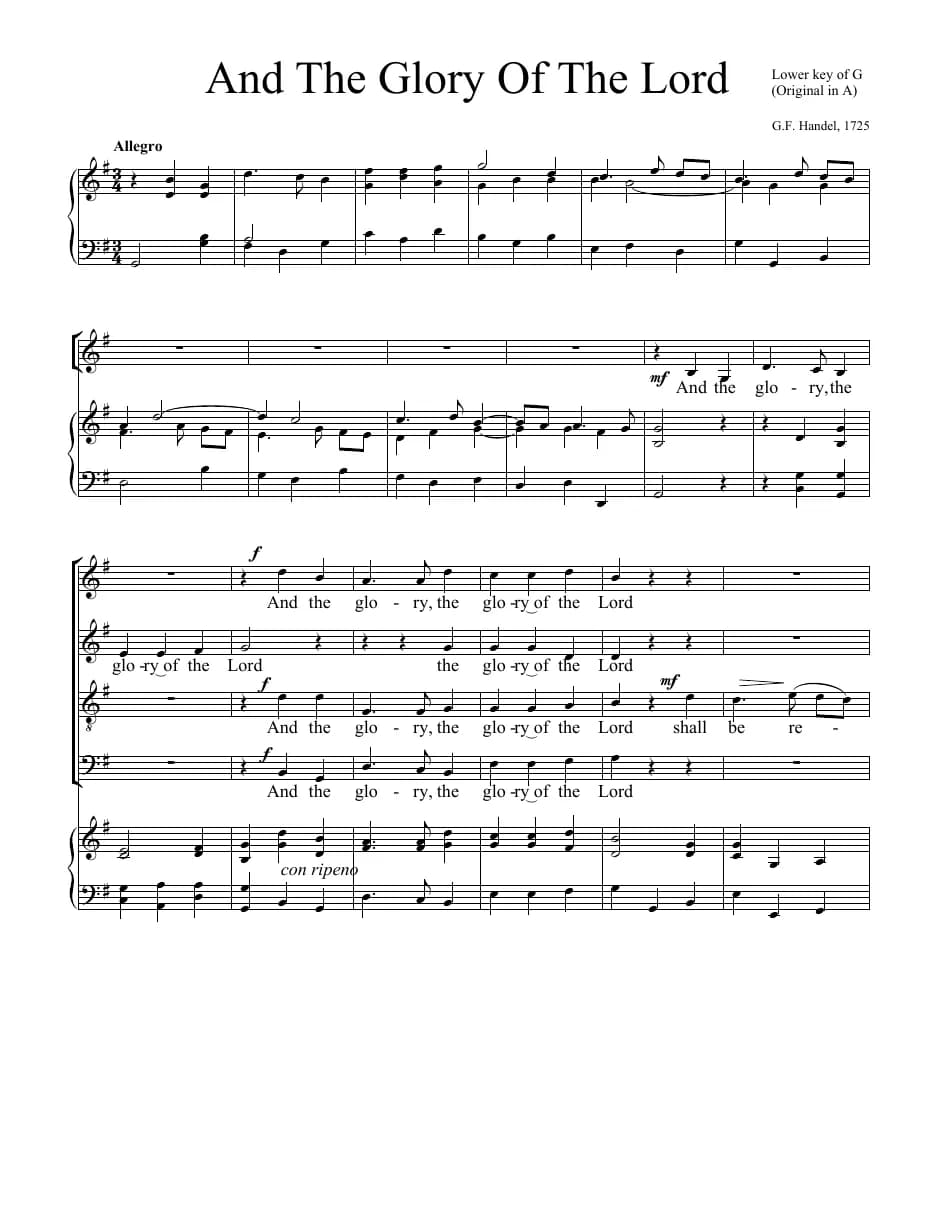 And the Glory of the Lord from Messiah — first page