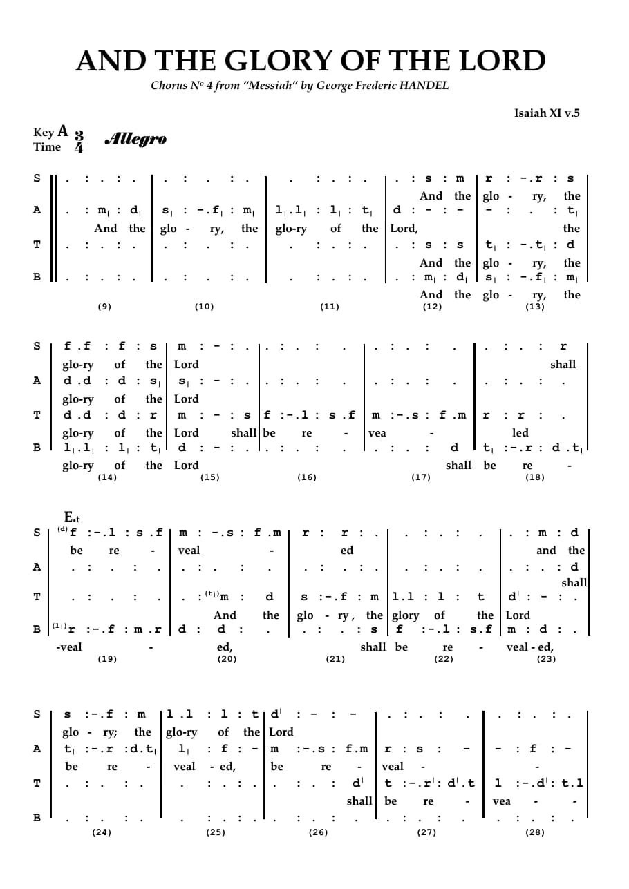 And the Glory of the Lord from Messiah — first page