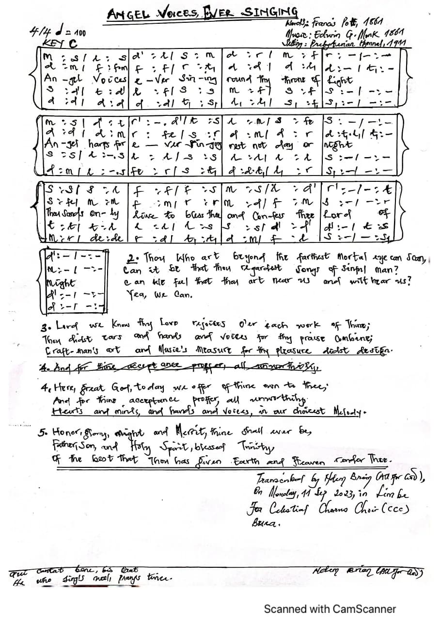 Angel Voices Ever Singing — first page
