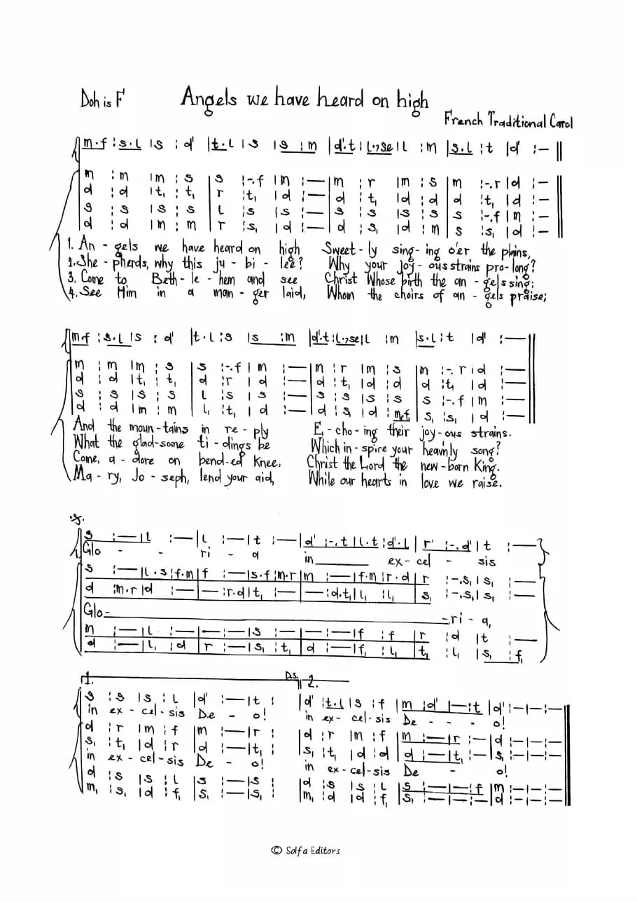Angels We Have Heard on High — first page