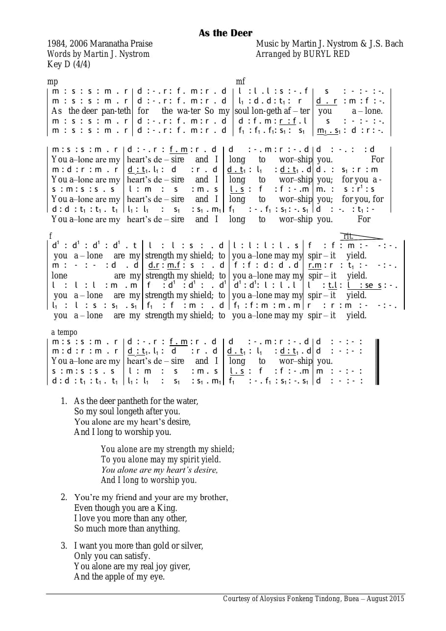 As the Deer — first page
