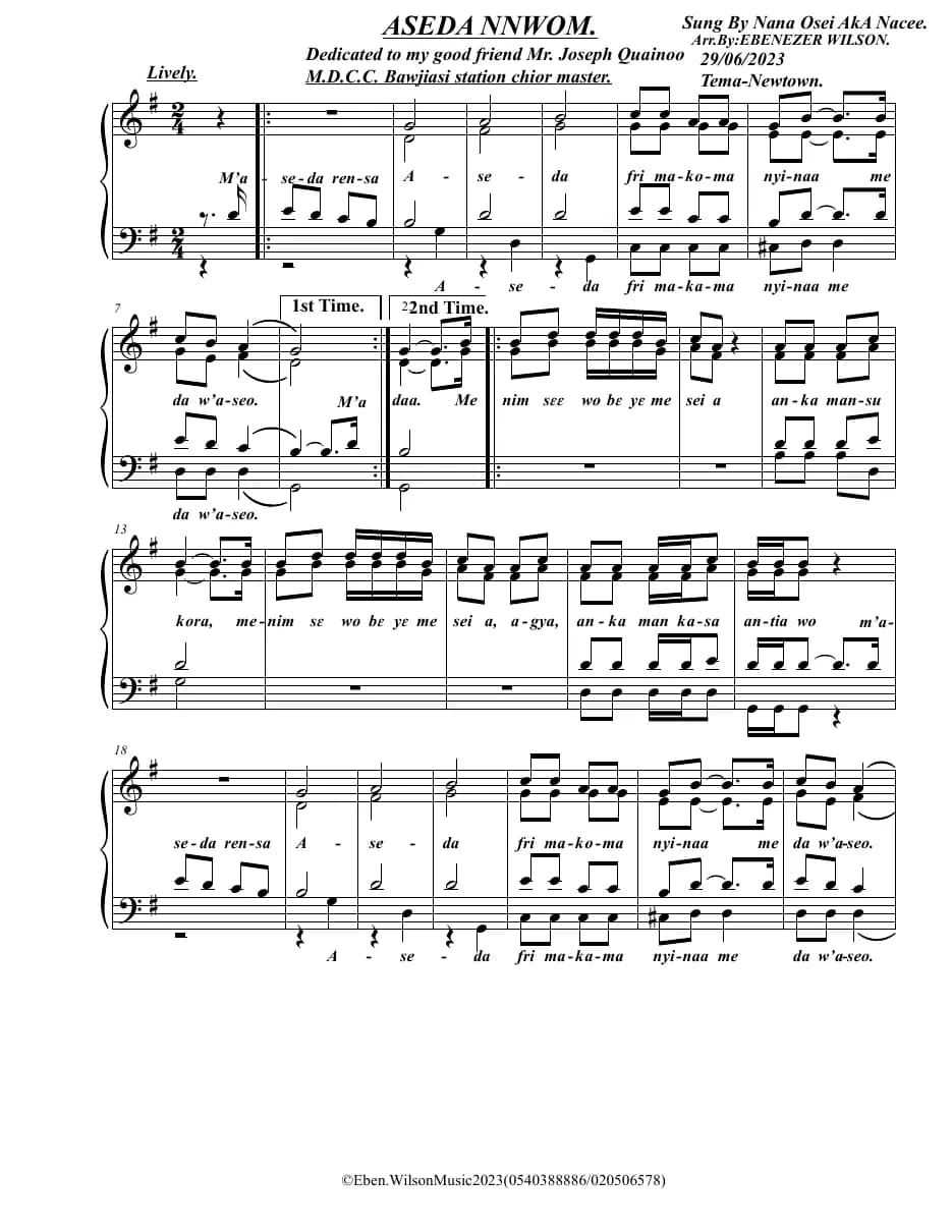 Aseda Nnwom — first page