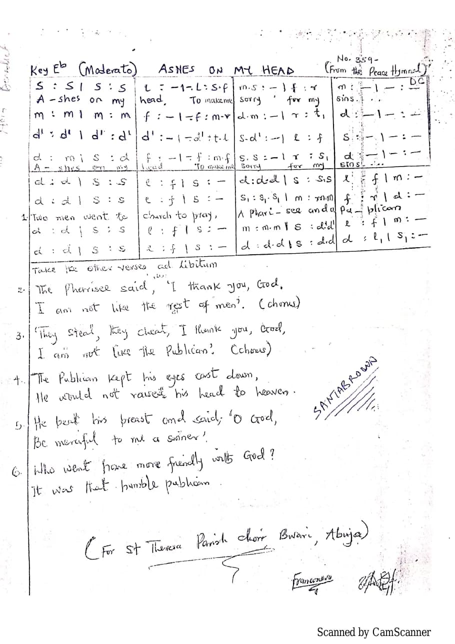 Ashes on My Head — first page