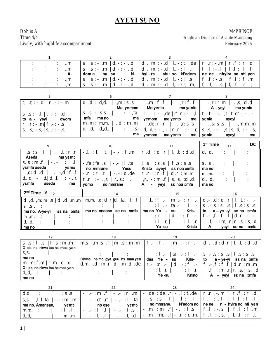 Ayeyi S No — first page