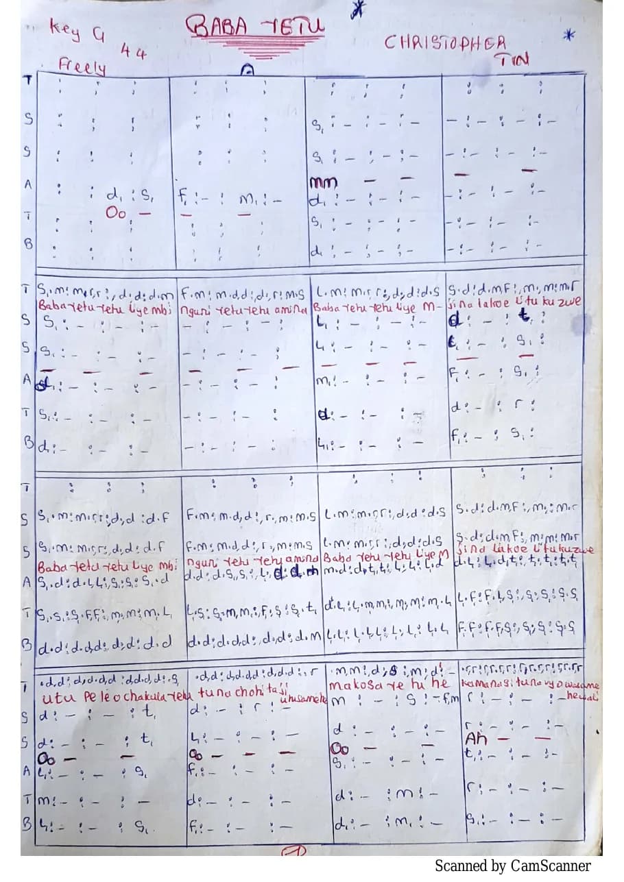 Baba Yetu — first page