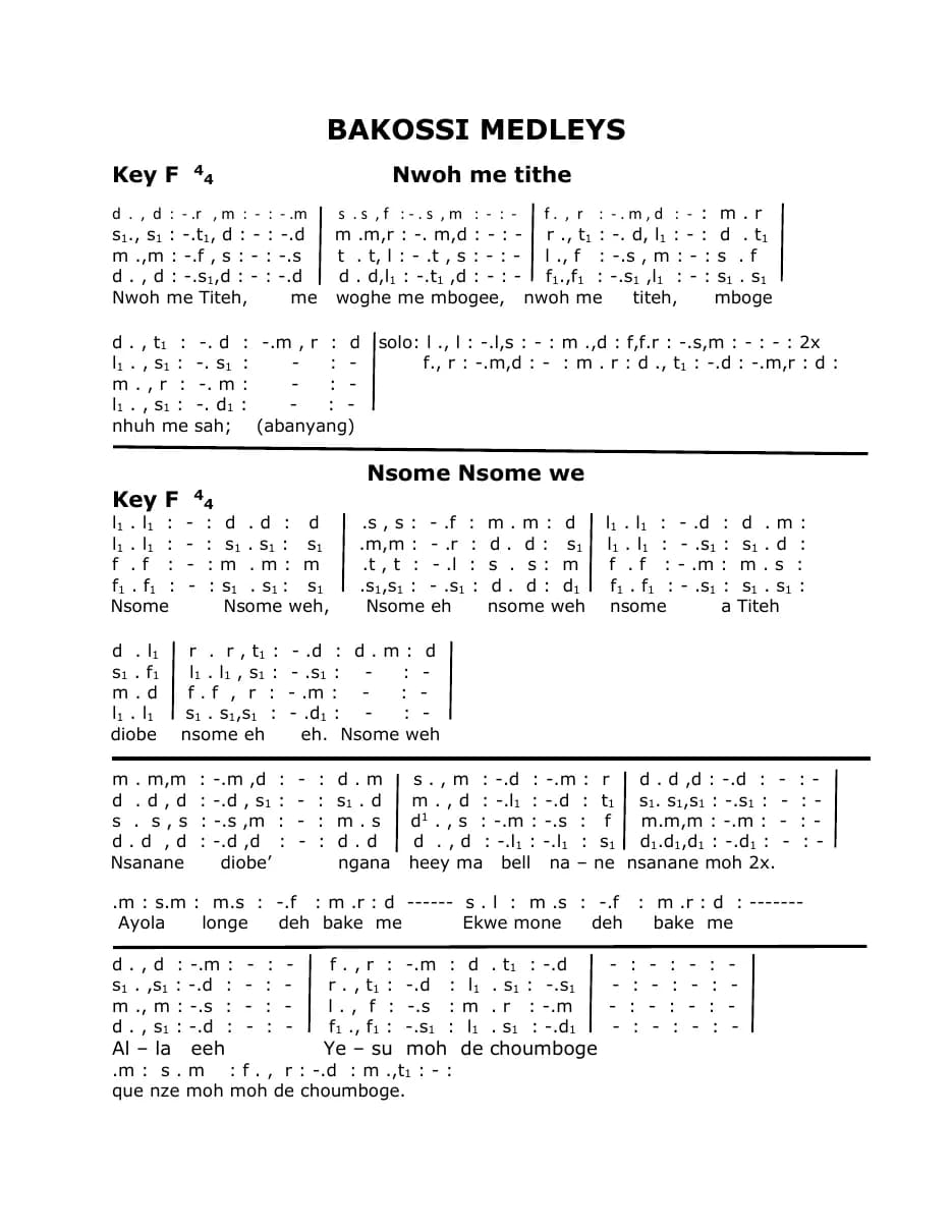 Bakossi Medley — first page
