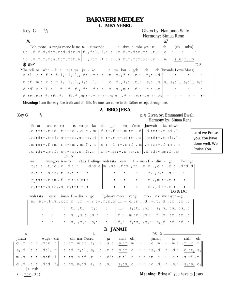 Bakweri Medley — first page
