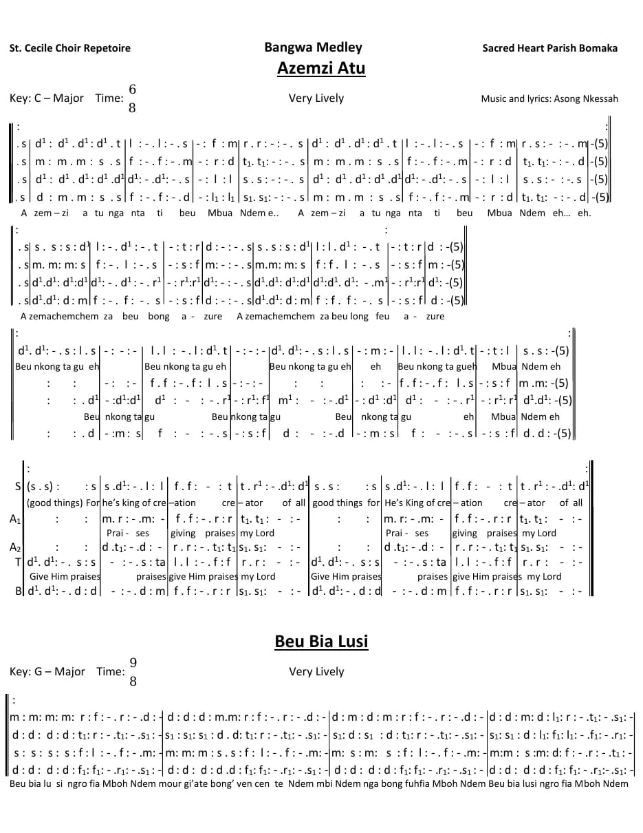 Bangwa Medley - Azemzi Atu — first page