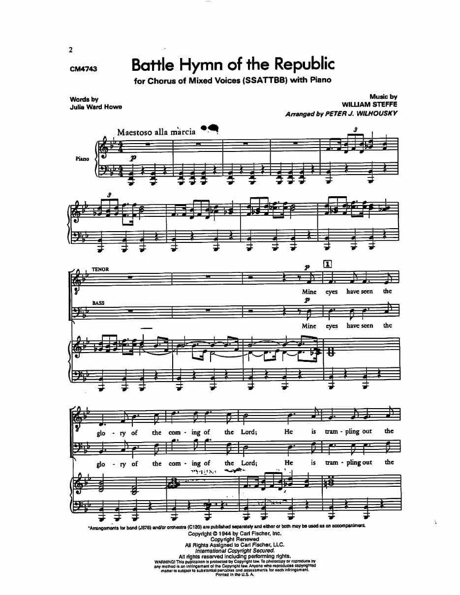 Battle Hymn of the Republic — first page