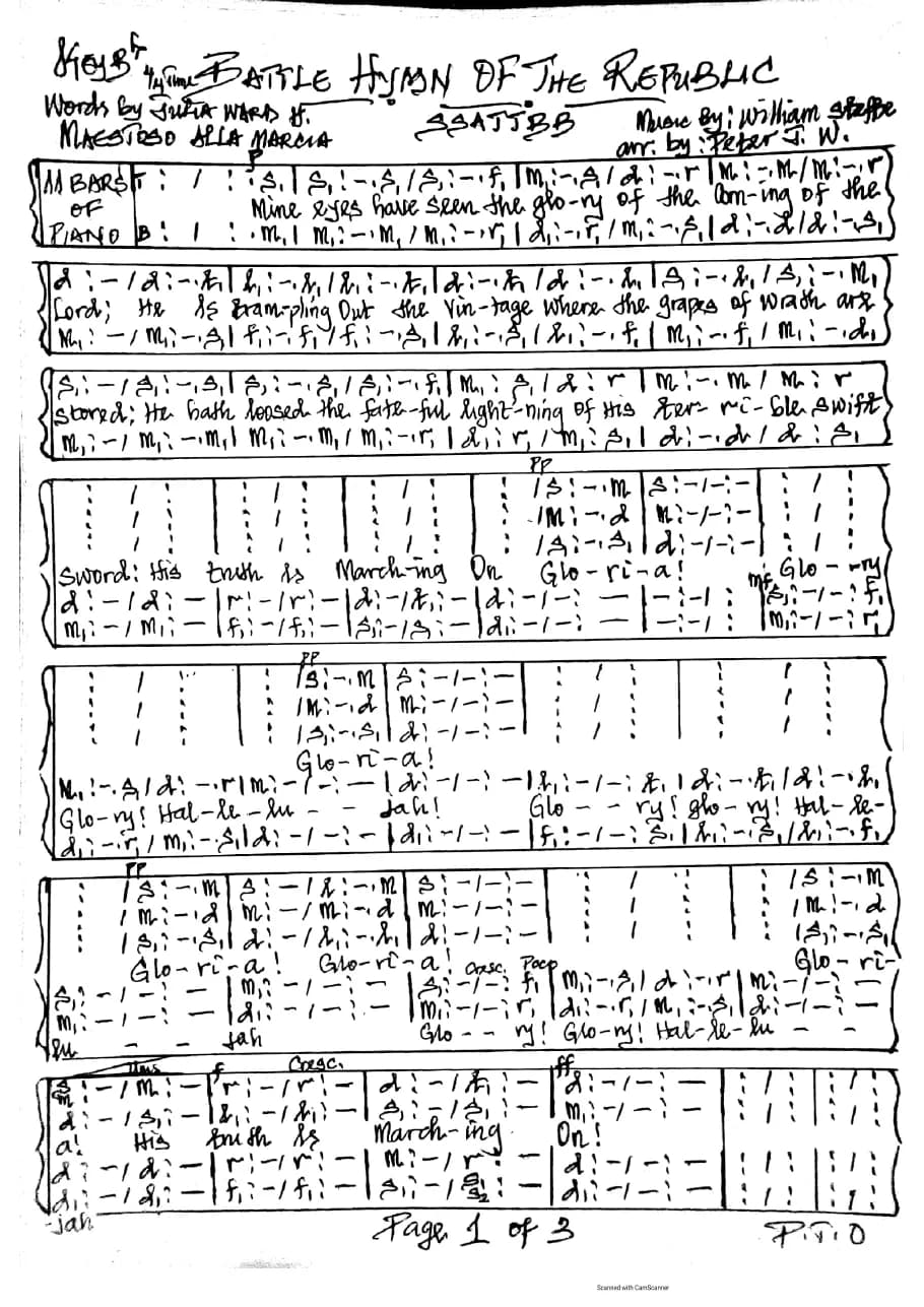 Battle Hymn of the Republic — first page