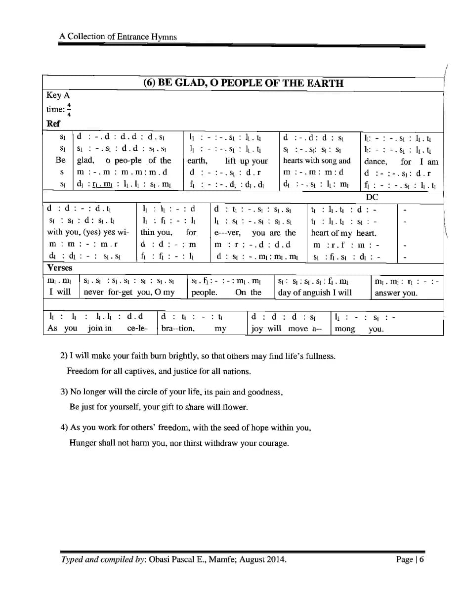 Be Glad Oh People of the Earth — first page